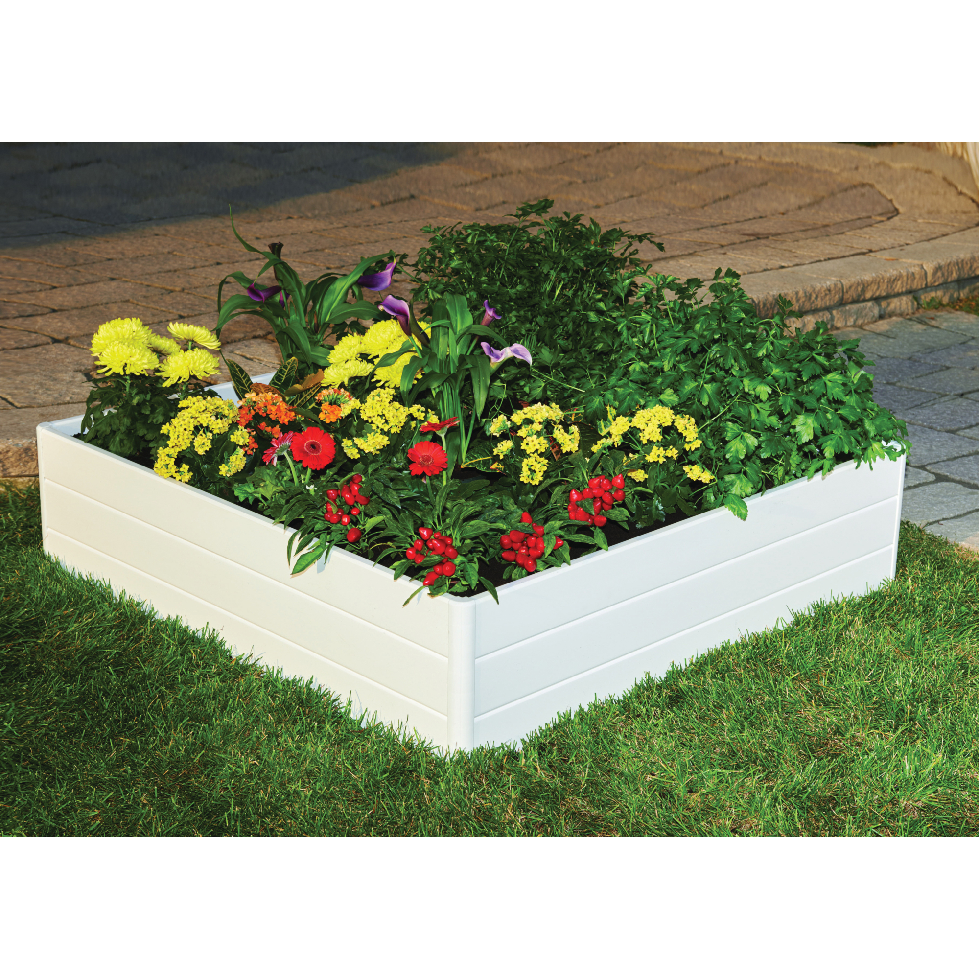 NuVue Raised Garden Box - 44.5in. x 44.5in. x 11.5in., White Polymer, Quick-Connect Assembly, Model# 26007